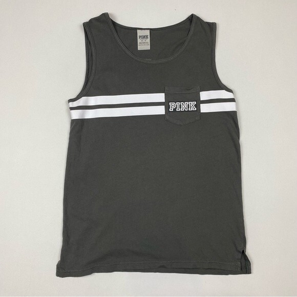 PINK Grey Striped Tank Top - Picture 1 of 3